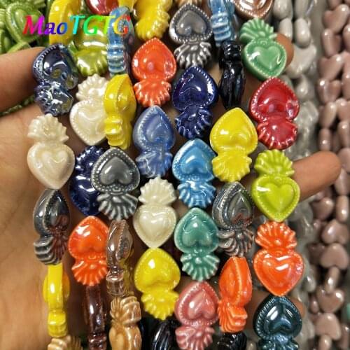 Fashion Torch Heart Shape Ceramic Beads For Jewelry Making Necklace Bracelet Multicolor Ceramic Loose Bead Accessories Wholesale