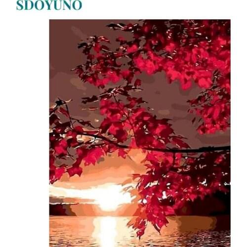 SDOYUNO 40x50cm Paint By Numbers Sunset Scenery DIY Painting By Numbers On Canvas Digital Hand Painting Frameless Home Decor