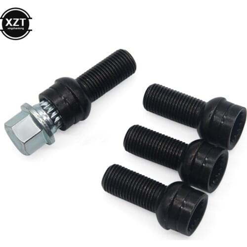 8D0601139F M14*1.5mm Anti-theft Steel Wheels Screw Bolt Key Lock Lug Nut Set ForVW/Golf forJetta/Beetle/Passat/Audi Black