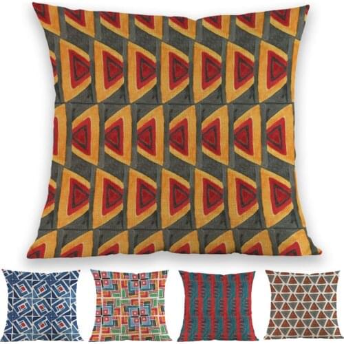 African National Geometric Pattern Totem Hand Painted Quartet Continuous Background Pillow Case Home Decoration Cushion Cover