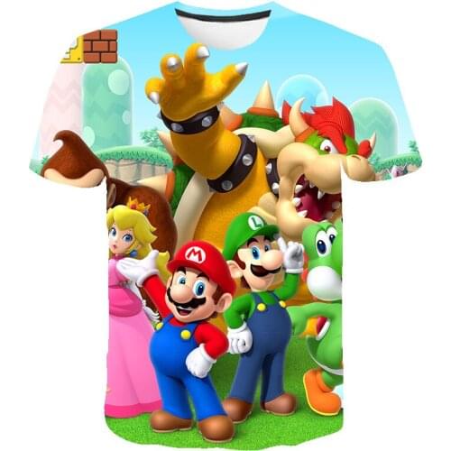 New Children 3D Printed Funny Game Super Mario 2021 Summer Hot Sale Kids Short Sleeve T-shirt cute Boys Girls Fashion Casual Tee