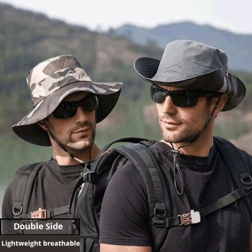 Women Men Double-side Bucket Hats Waterproof Quick Drying Fishing Hat Male UV Protection Sun Hat Camouflage Panama Hiking Caps