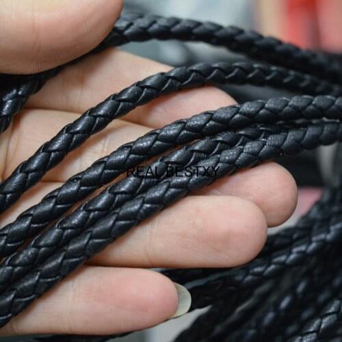 5m/Lot Approx:5mm Black Genuine Leather Rope For DIY Bracelet Jewelry Making Braided Wrapped Cord Findings Bangles Accessorie
