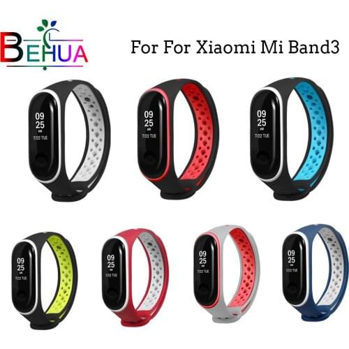 Soft skin-friendly material For Xiaomi Bands 3 Sports anti-lost watchbands Replacement Two-color pore shape Silicone straps