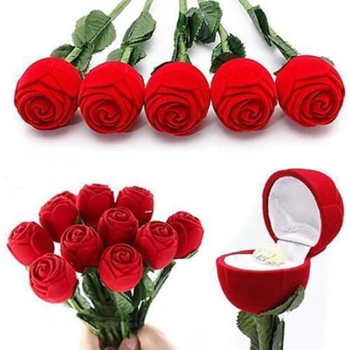 Romantic Rose Engagement Wedding Earring Ring Pendant Jewelry Display Gift Box Ring box for Women Handmade Ring Jewelry Box