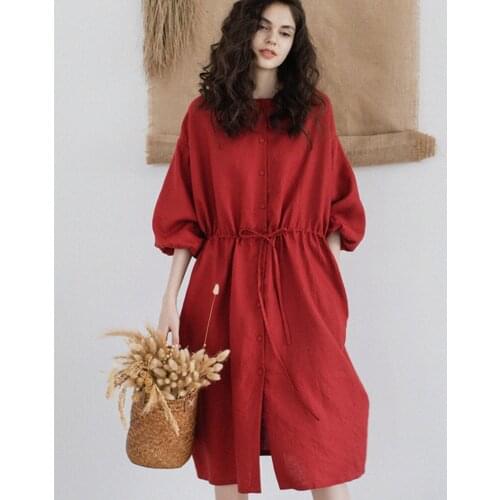 Fish island owners new cotton and hemp womens dress in spring 2020