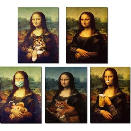 Graffiti Mona Lisa Art Poster Canvas Painting Living Room Home Decor Funny Wall Picture Mural