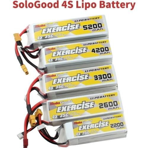 SoloGood 4S Lipo Battery 14.8V 2200mAh 25C 2600mAh 3300mAh 4200mAh 5200mAh 35C XT60 T Plug