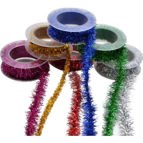 1.5M Wire Garland Tinsel Hanging Rattan Christmas Tree Ornament Decoration Xmas Wedding Birthday Party Colorful Ribbon