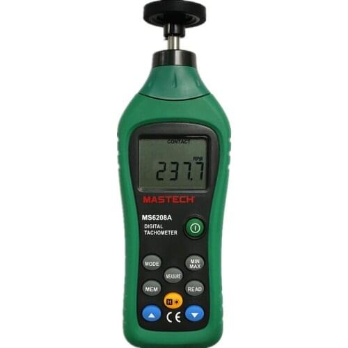 MASTECH MS6208A LCD Display Contact Type Digital Tachometer RPM Meter Rotation Speed 50-19999RPM Data Hold