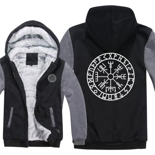 Viking Compass Vegvisir Futhark Runes Navigator Hoodies Men Cool Fashion Thicken Printed Vikings Sweatshirts Pullover