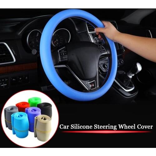 Universal Multi Color Soft Skin Silicon Texture Steering Wheel Cover Car Silicone Steering Wheel Glove Cover Auto Accessories