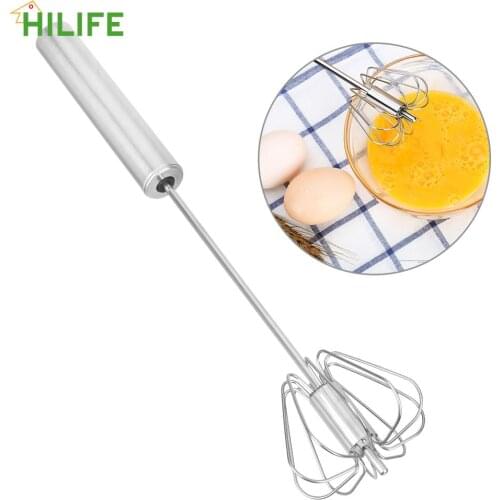 Cream Stirring Egg Beater Manual Self Turning Kitchen Tool Semi-automatic Mixer Stainless Steel Rotate Hand Egg Beaters