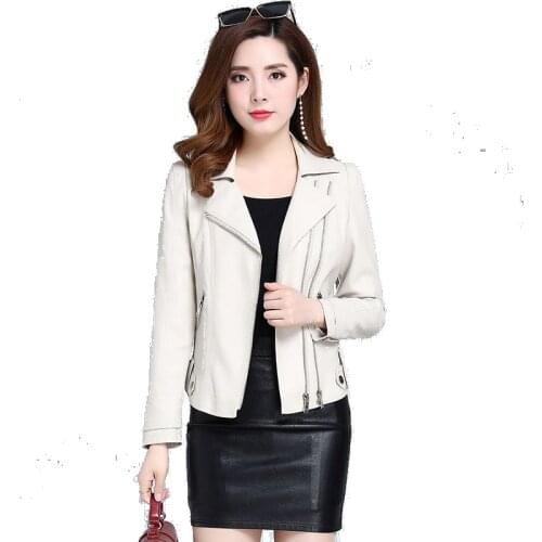 Womens Leather Jacket 2020 Spring And Autumn New Womens Clothing Short Slim Coat Female Plus Size 6XL Black Womens Jacket