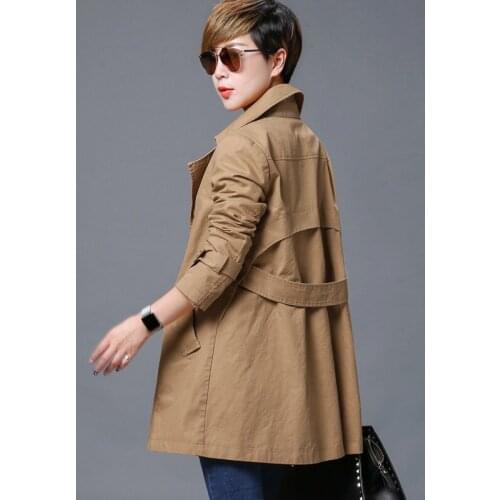 Cotton 100% Plus Size Navy Coat Female Spring Autumn Windbreaker Women European Trench Coat Para As Mulheres Womens Coat