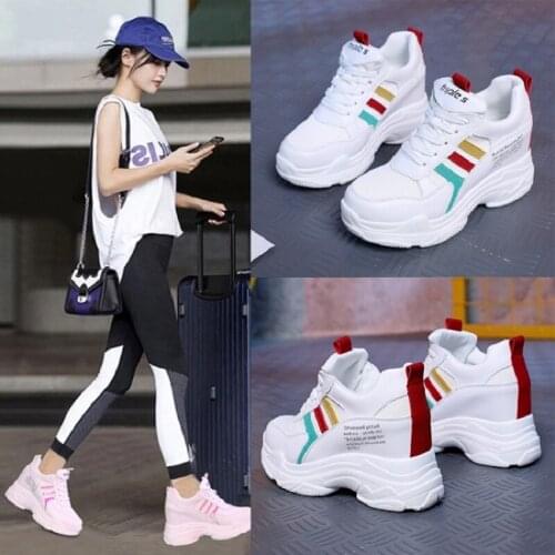 High-heeled increase casual shoes female new 2019 spring and autumn fashion wild thick bottom slope with white casual shoes