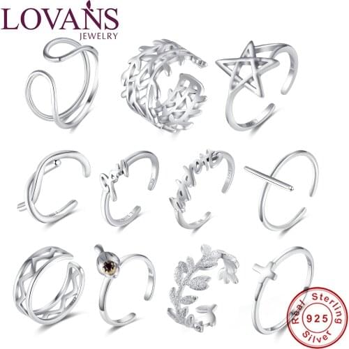 LOVANS Stylish Real 925 Sterling Silver Leave Shape Women Finger Rings Daily Wearable Female Statement Jewelry
