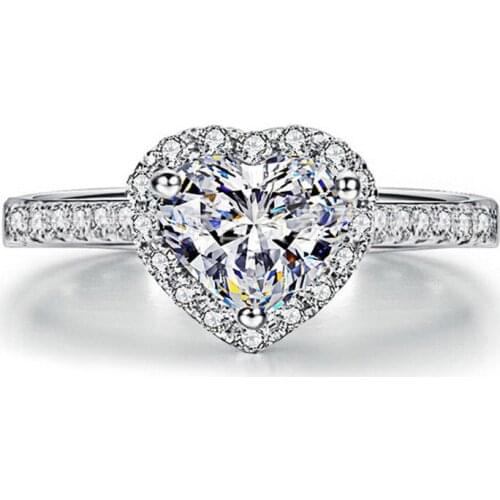 Exquisite love zircon ring heart-shaped female ring wedding engagement ring ladies jewelry