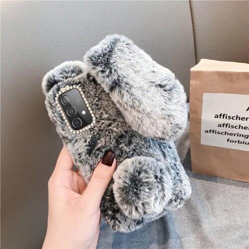 Winter Warm Fluffy Rabbit Case For Samsung Galaxy A52 Protector cover On Galaxy A72 A32 S21 Ultra S20 FE Plus Phone Capa etui