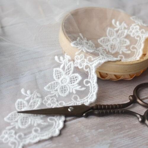 1m Export Lace Outer Single Cotton Mesh Embroidery Lace Accessories Trims DIY Doll Skirt Curtains Home Textile Fabrics 24cm