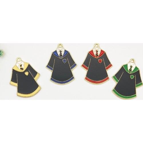 10pcs School uniforms Enamel Metal Charms Pendant For Earring Making Drop Oil Dangle DIY Bracelet Jewelry Accessory Craft FX193