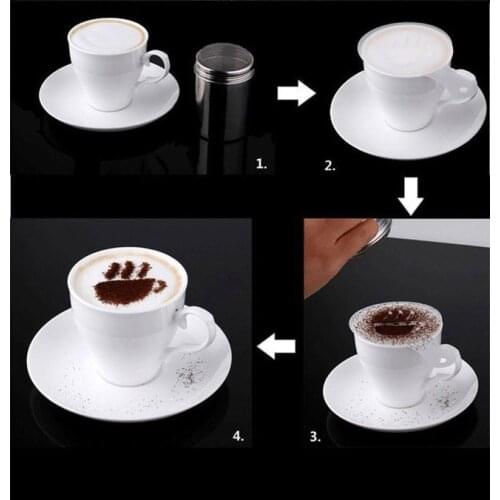 16pcs/set Repeated Use Coffee Latte Cappuccino Barista Art Stencils / Cake Duster Templates Cream Tools Accessories Free shippin