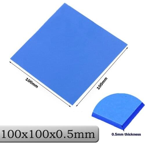 2pcs Gdstime 100mm x 100mm x 0.5mm 0.05cm Thickness Blue Thermal Conductive Silicone Pad