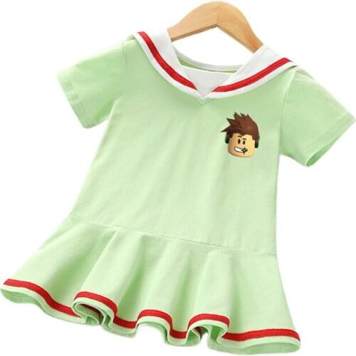 2021 Roblox Girls Dresses Cartoons Cute College Style Princess Dress Summer Baby Kids Clothes Cotton Vest Skirt For Children New