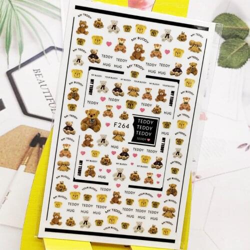 3D Nail Sticker Cute Bear Designs Nail Art Decorations Stickers Foil Decals Wraps Manicure Accessories Nails Decoraciones