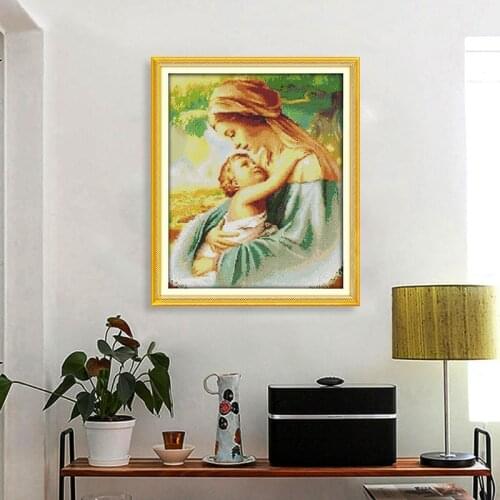 5D DIY Round Diamond Painting Embroidery Decoration Cross-stitch Kit Picture Full of Rhinestones Square The Madonna and Child