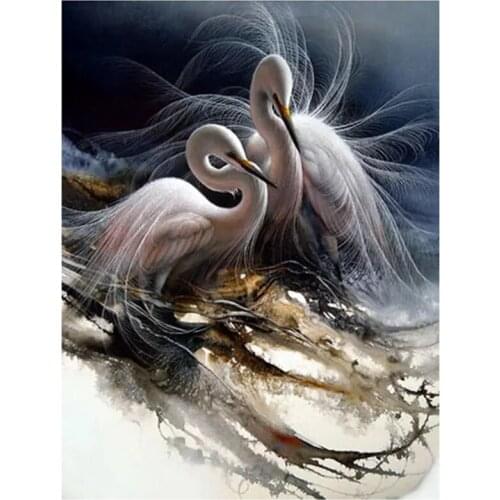 Diamond Embroidery Diamond Painting Animal White Bird Cranes Diamond Painting Cross Stitch Rhinestone