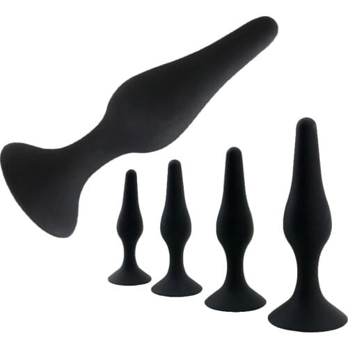 Black 4 Sizes Silicone Anal Plug Sex Toys for Woman Men Prostate Massager Butt Plug for Beginner Anal Stimulate Sex Tools