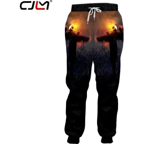 CJLM Halloween Pumpkin Pants 3D Printed Trousers Flame Scarecrow Mens Polyester Sweatpants Direct Selling Man Tracksuit