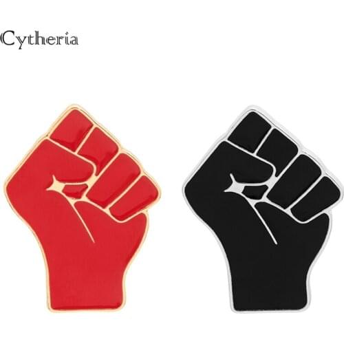 Raised Fist of Solidarity Enamel Pin Red Black Brooch Hat Clothes Lapel Pin Jeans Shirt Badge Black Lives Matter Jewelry Gift