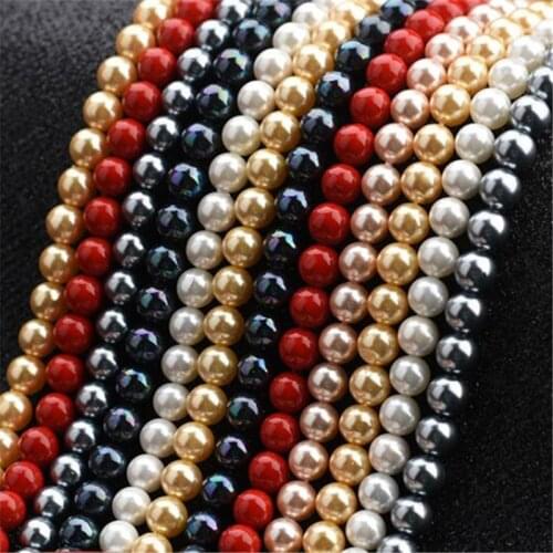 Multicolor Shell Pearls Beads Natural Shell Round Loose Spacer Beads for Jewelry Making DIY Necklace Bracelet Earrings 15