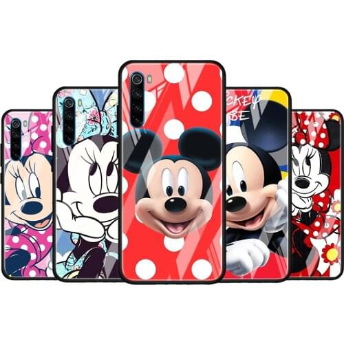 Mickey mouse cartoon for Xiaomi Redmi K40 K30 K20 Pro Plus 9C 9A 9 8A 7 Luxury Shell Tempered Glass Phone Case Cover