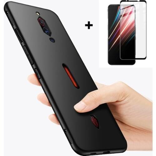 For ZTE Nubia Red Magic 5S Case + Screen Protector Redmagic 5S back cover case For Nubia Red Magic 5S tempered Glass film