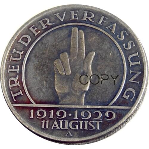 Germany weimar republic 1929A 5 reichsmark Silver Plated Rare Copy Coin