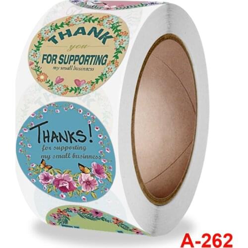 Round flower decoration gift label thank you for sticker coated paper thank you for ordering shop gift sealer