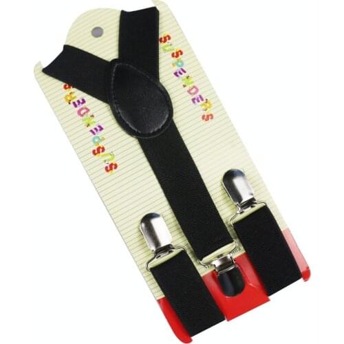 Winfox Fashion 1 Inch Wide Black Grey Red Solid Y Back Clip On Adjustable Child Toddler Suspenders Kids Boys Girls