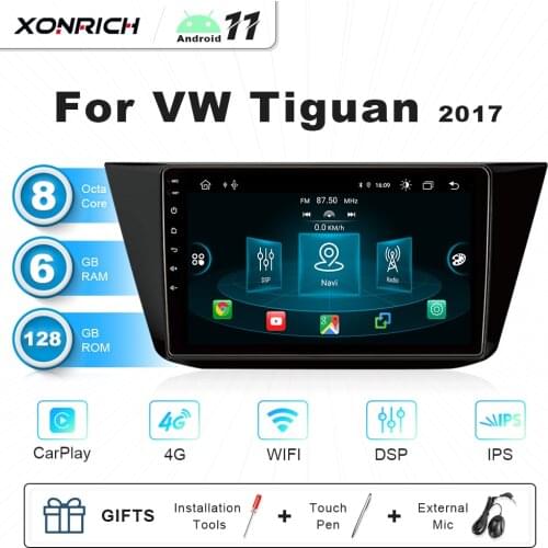 Android 11 6GB+128GB IPS Car Radio Multimedia Player For Volkswagen Tiguan 2017 2018 2019 2020 DSP GPS No 2Din DVD Carplay 8Core