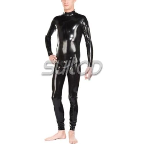 Suitop shoulder entry rubber codepiece for men latex rubber bodysuit