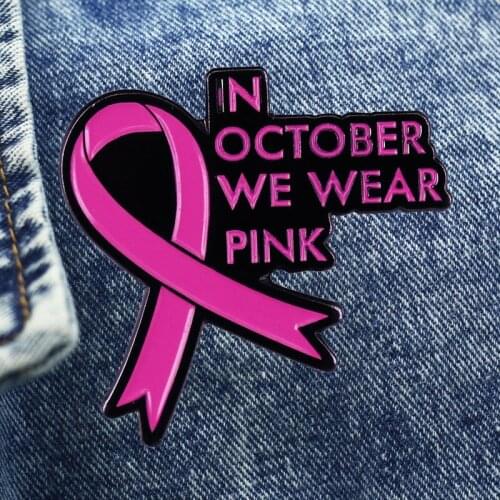 We Wear Pink In October Cartoon Brooch Metal Enamel Lapel Badge Collect Denim Jacket Backpack Pin Given Friends And Fans Gifts