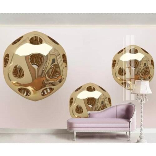 Bacal modern 3D stylish three-dimensional geometric golan ball gold living room background wall decoration 3D wallpaper murals