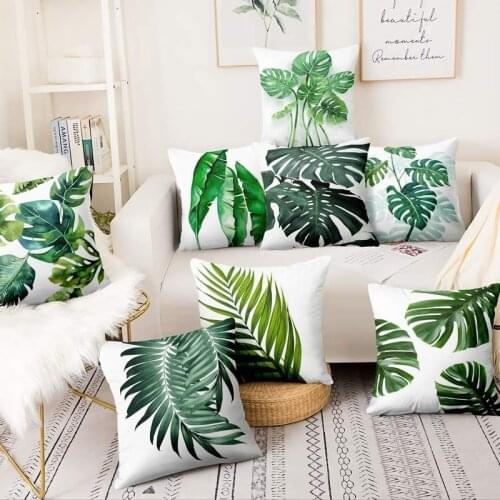Green Palm Leaf Printed Pillowcase Warm Cushion Decorative Pillows Home Pillow Decoration Sofa Throw Pillows Almofada Luxo 17