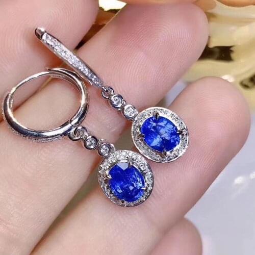 New Coming 100% Natural and Real Sapphire Earring Natural And Real 925 sterling silver Sapphire Earring