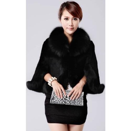 Autumn and winter new imitation fur cape fox fur collar Rex rabbit fur vest short fur coat fur coat women faux fur coat
