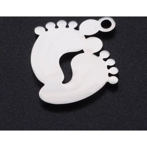 10pcs/Lot 100% Stainless Steel Feet Charms For Making Necklace Bracelet Jewelry Pendants