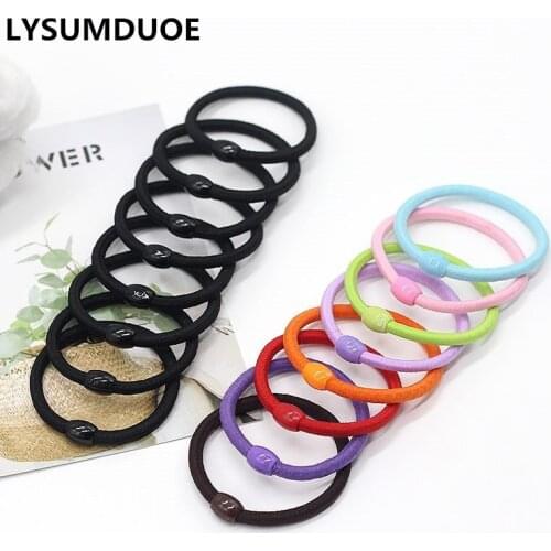 Simple Elastic Hair Bands Solid Candy Color Scrunchy Cute Rubber Band Bead Headdress Hoops Hair Bands for Girls Hair Accessories