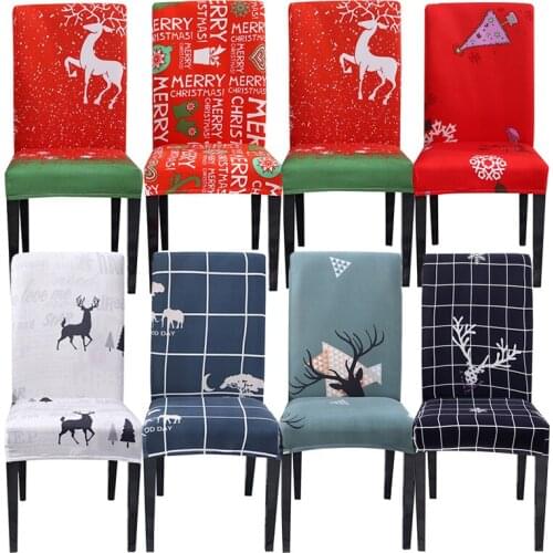 Christmas Print Removable Chair Seat Covers Christmas Decorations Dinner Chair Xmas Folding Hotel Chair Cover